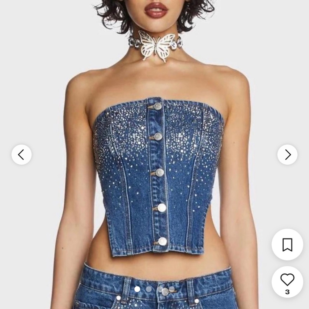 Milk It Women's Blue and Silver Top